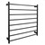 Modern matte black round heated towel rail with 10 horizontal bars for contemporary Australian bathrooms.