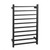 Aguzzo matte black square heated towel rail with ten bars for modern Australian bathrooms.