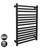 Aguzzo Matte Black Heated Towel Rail with 15 Flat Bars in a Modern Australian Bathroom.
