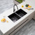 Aguzzo 770mm Gunmetal Grey Black Double Bowl Stainless Steel Undermount Kitchen Sink Australia