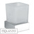 Modern Aguzzo stainless steel wall-mounted tumbler holder and frosted glass cup for contemporary Australian bathrooms.