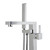 Modern square polished chrome floor standing bath spout with mixer and hand shower set, perfect for contemporary Australian bathrooms.
