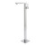 Tall floor standing bath spout with mixer in polished chrome finish, ideal for freestanding bathtubs in Australian bathrooms.