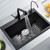 Higold 760mm Black Granite Composite Single Bowl Kitchen Sink, Modern Under-mount Stone Sink Australia