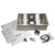Brushed stainless steel single bowl undermount kitchen sink with square waste strainer and drainage accessories for Australian homes.
