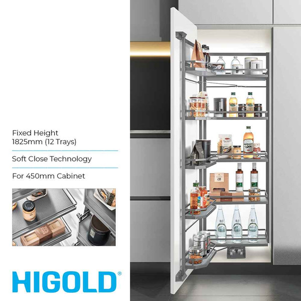 Higold Fixed Height Pull Out Kitchen Pantry for 450mm Cabinet - Renovator Store Australia
