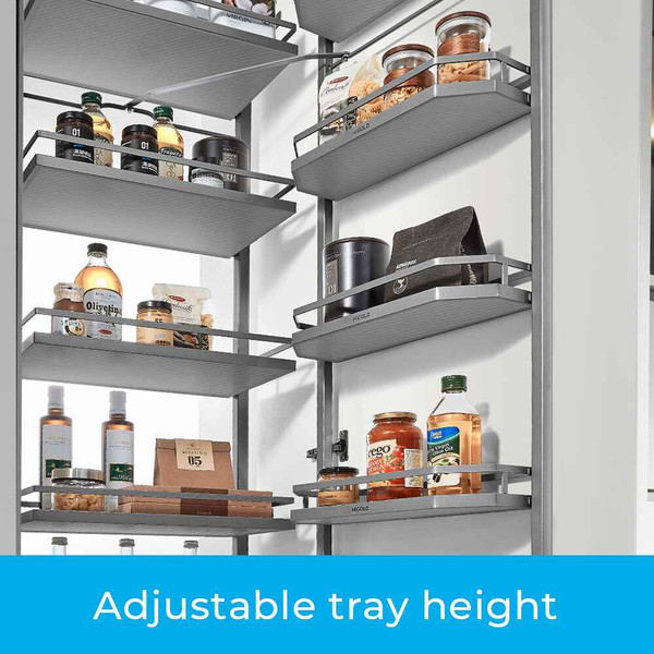 Higold Diamond PRO Soft Close Pull Out Kitchen Pantry Unit with Adjustable Height and Deep Grey Shelves - Renovator Store Australia