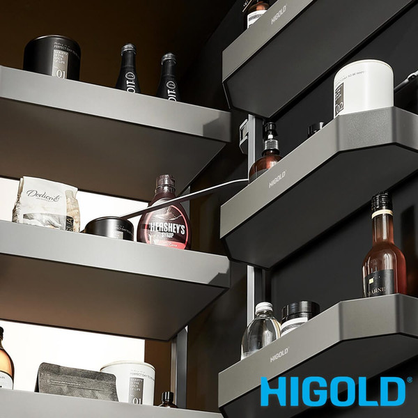 Higold Shearer Pro Open Out Tandem Pantry Unit with Round Corner Baskets for Modern Kitchen Storage - Renovator Store Australia