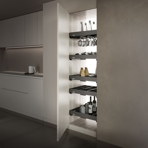 Kitchen Pantry Organisation for 600mm Cabinets with Wine Storage and Cutlery Trays - Renovator Store Australia
