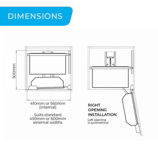 Higold Tandem Pantry Unit Dimensions for 450mm and 600mm Kitchen Cabinets - Renovator Store Australia