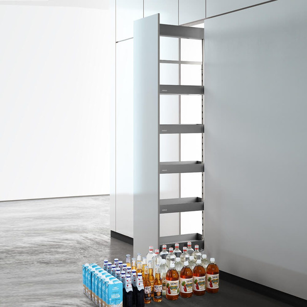 Higold Shearer Soft Close Pull Out Pantry with Adjustable Height and Matte Grey Baskets for Kitchen Storage in Australia