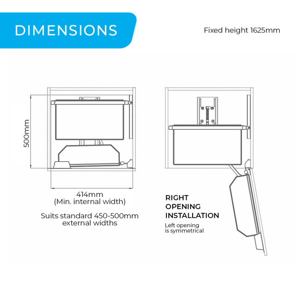 Higold Diamond PRO Open Out Tandem Pantry 450mm Cabinet 1625mm Frame Dimensions Diagram Kitchen Storage Australia