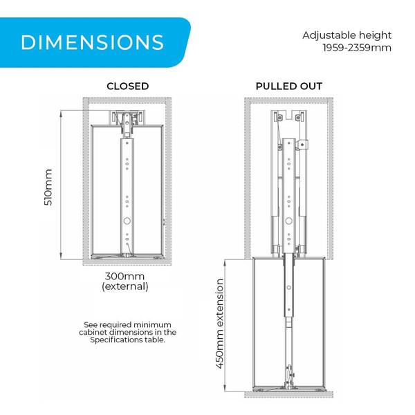 Higold Diamond PRO Pull Out Kitchen Pantry Unit Dimensions and Installation Guide - Renovator Store Australia