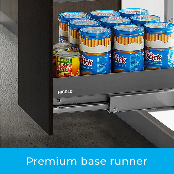 Higold Shearer Pull Out Kitchen Pantry Unit with Precise Bottom Slider and Titanium Grey Trays - Renovator Store Australia