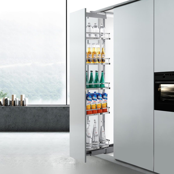 Higold Diamond Style Soft Close Pull Out Kitchen Pantry Unit with Adjustable Height Matte Grey Trays for Modern Australian Kitchen Storage