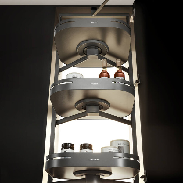Higold Shearer Tourbillon Rotating Tall Basket Swivel Pantry Unit for Modern Kitchen Storage Australia