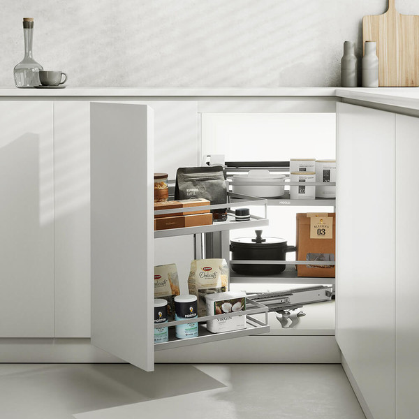 Higold Soft Close Kitchen Corner Storage with Matte Grey Baskets for Blind Corner Cabinets in Australia