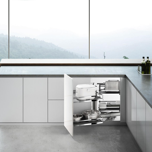 Left Opening Blind Corner Kitchen Cabinet Pull-Out Organizer with 2-Tier Baskets for Australian Homes