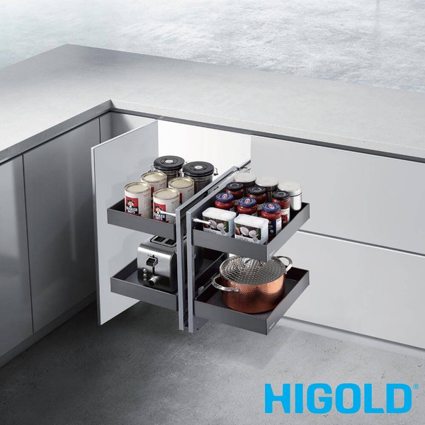 HIGOLD Shearer PRO Show Hand Magic Corner II Pull Out Kitchen Storage for 900mm Blind Corner Cabinets in Australia
