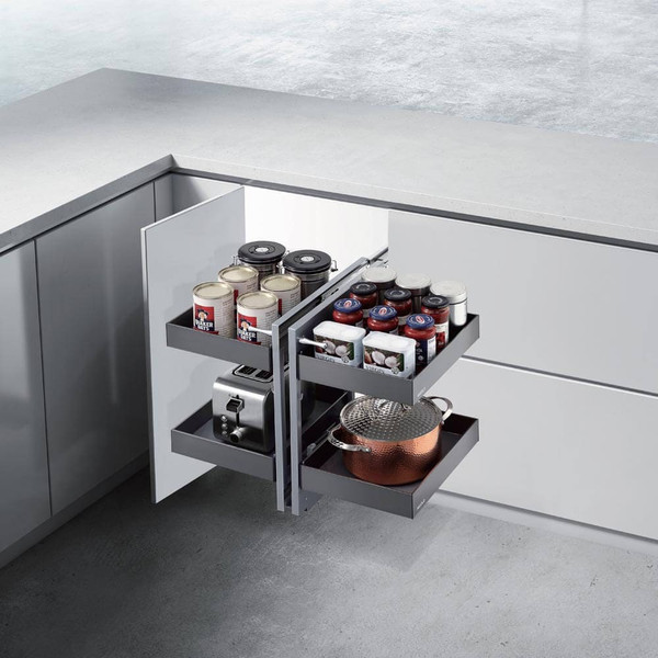 Higold Shearer Show Hand Magic Corner Kitchen Storage Pull Out with Grey Baskets for Australian Blind Corner Cabinets