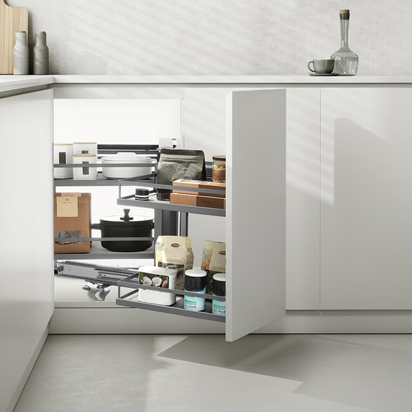 Higold Diamond Pro Right Opening Magic Corner Pull Out Kitchen Storage with Matte Grey Baskets and Soft Close for 900mm Blind Corner Cabinets in Australia