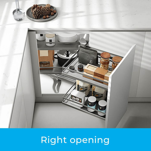 HIGOLD Diamond PRO Magic Corner Pull Out Kitchen Storage Right Opening for 900mm Blind Corner Cabinets with Matte Grey Baskets and Soft Close Sliders available in Australia at Renovator Store.
