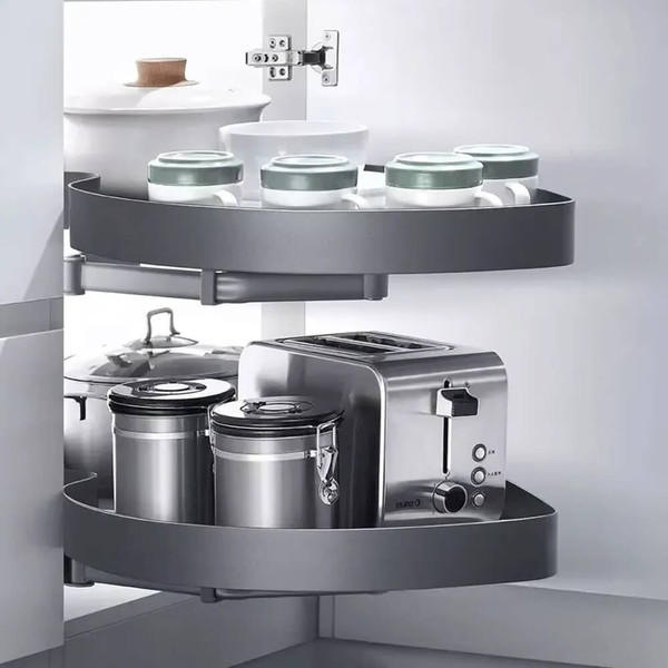 Higold Shearer Series Left Opening Swing Out Kitchen Blind Corner Storage with Solid Grey Baskets for 900mm Cabinets in Australia