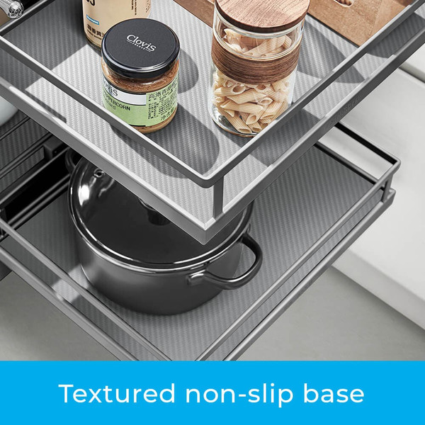 Higold Diamond PRO Magic Corner Kitchen Storage with Textured Non-Slip Base Trays and Matte Grey Finish for 900mm Blind Corner Cabinets in Australia