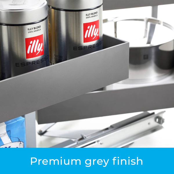 Higold Shearer Style Magic Corner Kitchen Storage with Titanium Grey Baskets for Blind Corner Cabinets in Australia