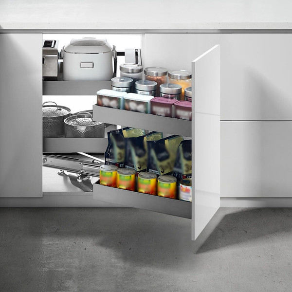 Higold Shearer Style Swing Out Corner Cabinet Storage with 2-Tier Titanium Grey Trays for 900mm Kitchen Blind Corner in Australia