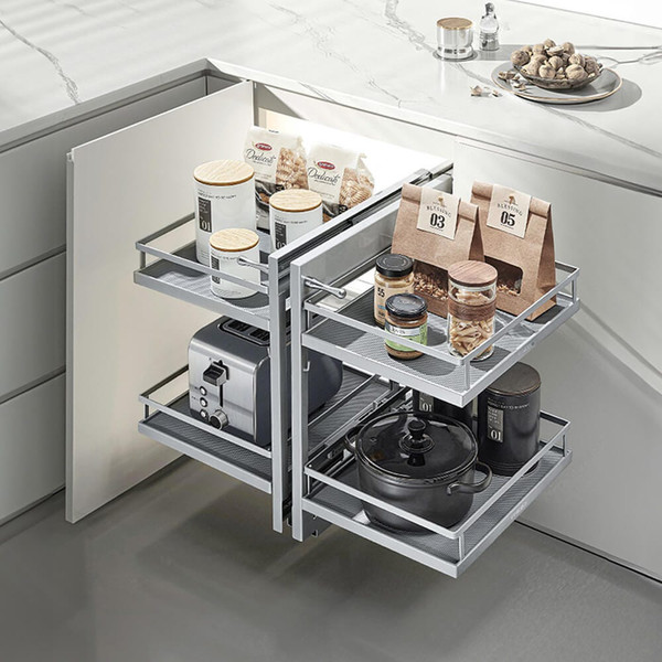 Higold Diamond Magic Corner Pull Out Kitchen Storage - Matte Grey Baskets for Blind Corner Cabinet Organization Australia