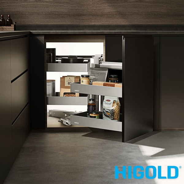 HIGOLD Shearer PRO Magic Corner Right Opening Pull Out Kitchen Storage for 900mm Blind Corner Cabinets, Available at Renovator Store Australia