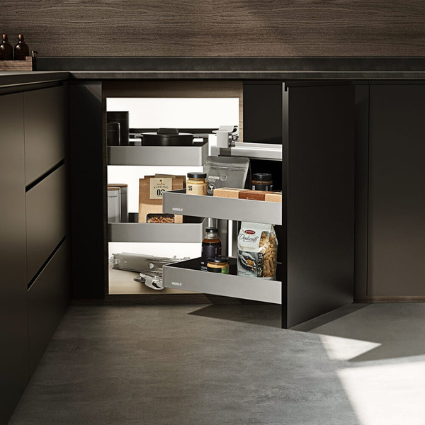 Higold Shearer PRO Magic Corner Pull Out Kitchen Storage for 900mm Blind Corner Right Opening in Matte Grey Australia