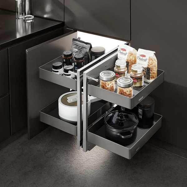 HIGOLD Shearer PRO Show Hand Magic Corner II Pull Out Kitchen Storage Unit for 900mm Blind Corners in Australia