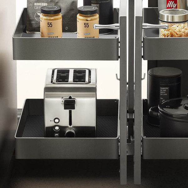 HIGOLD Shearer PRO Magic Corner kitchen storage basket with anthracite grey finish and R10 rounded corners for modern Australian homes.