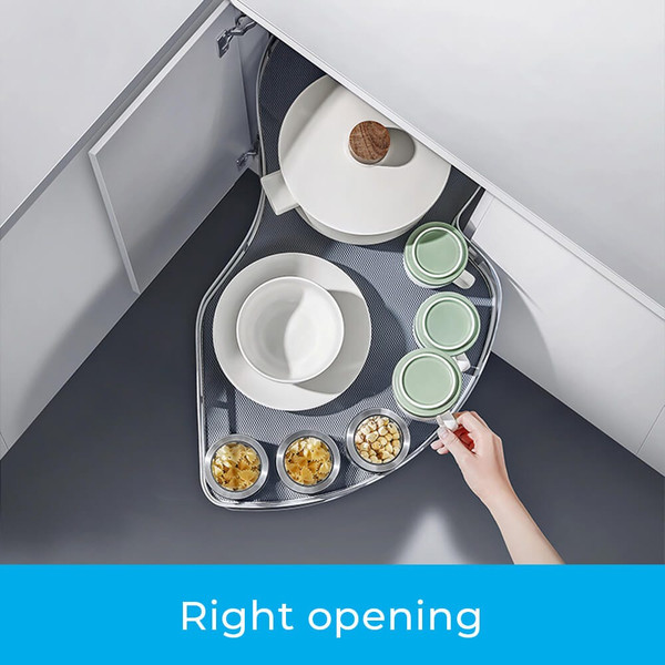 HIGOLD Diamond PRO Swing Out Kitchen Corner Storage Right Opening Matte Grey Baskets for 900mm Blind Corner Cabinet Australia
