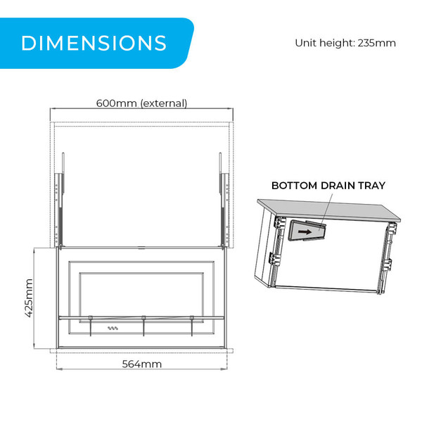 Higold Australia Shearer 2.0 Pull Out Kitchen Drawer with Drain Tray Dimensions for 600mm Cabinet Storage Australia