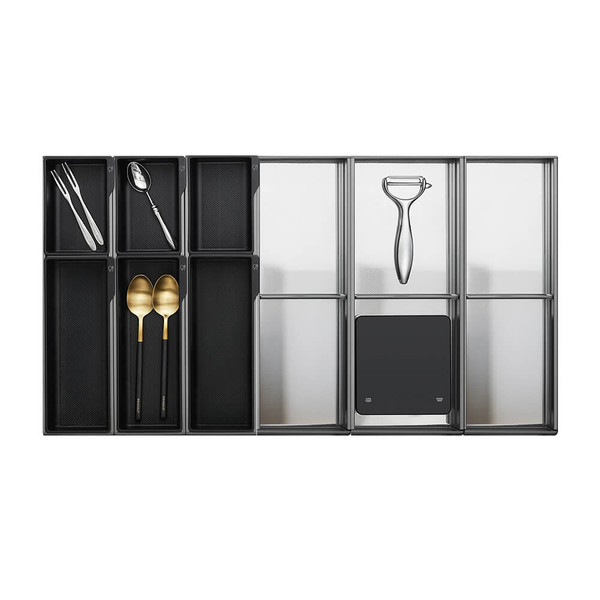 900mm Grey Kitchen Cutlery Tray Drawer Divider Insert for Organized Storage Australia