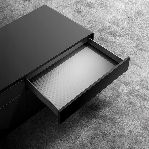 Modern grey kitchen cupboard drawer organiser for 900mm wide cabinets, Australian design.