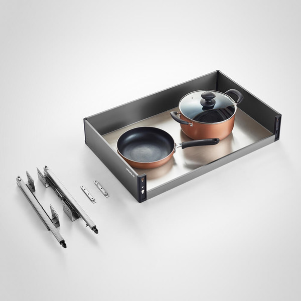 Higold Shearer Luxe Anthracite Grey Pull Out Kitchen Dish Drawer with Plate Dividers and Drain Tray for 900mm Cabinets available at Renovator Store Australia