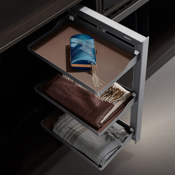 Higold A Series Natural Brown 3-Tier Side-Mounted Wardrobe Organizer for Luxury Closet Storage Australia