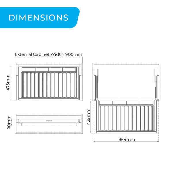 Higold B Series sliding trouser and pants rack with belt storage compartment for 900mm wardrobe cabinets, available at Renovator Store Australia.