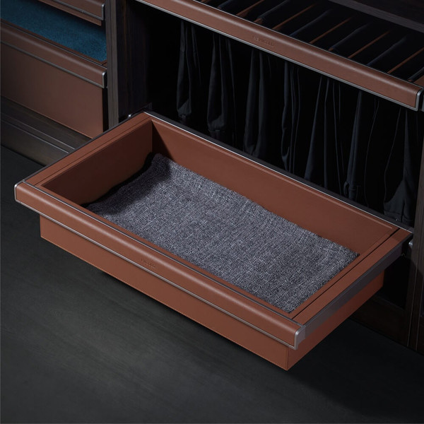 Higold B Series Natural Brown PU Leather Low Profile Pull Out Wardrobe Basket Australia