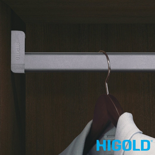 Higold A Series Wardrobe Hanging Rod and Clothes Rail in Grey Aluminium for walk-in closet storage in Australia.