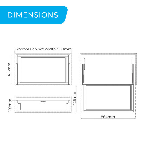 Higold B Series shallow pull out wardrobe basket dimensions for 900mm cabinet in Australia