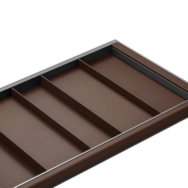Pull-out brown PU leather wardrobe storage box with handle and stitching for organized closets in Australian homes.