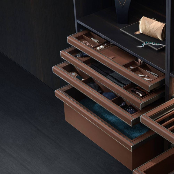 Higold B Series pull out wardrobe drawer storage for 900mm cabinets in a natural brown finish, a premium closet organizer from Renovator Store Australia.