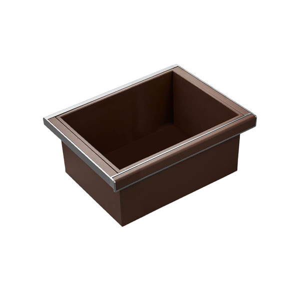 Higold B Series deep pull-out wardrobe basket in natural PU leather for 600mm cabinet, stylish bedroom closet storage solutions in Australia.