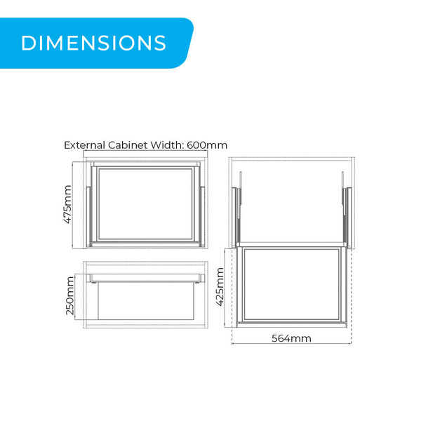 Higold A Series Deep Profile Soft Close Pull Out Wardrobe Basket Dimensions 600mm Cabinet Australia
