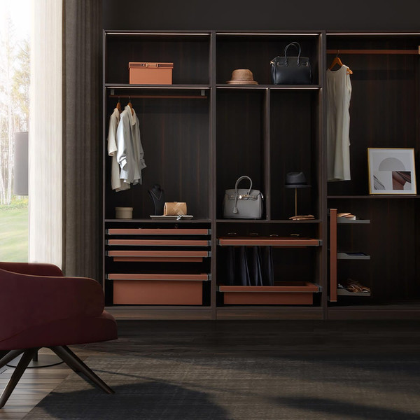 Higold B Series Natural PU Leather Wardrobe Storage Organisers and Pull Out Drawers for Australian Home Walk-in Closets.